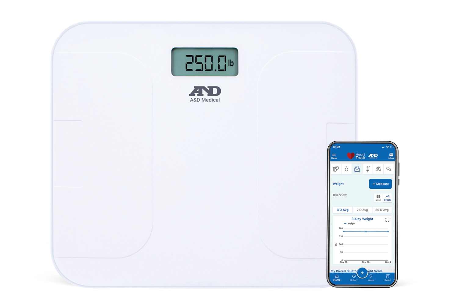 A&D Medical Wireless Connected Weight Scale (UC-352BLE)